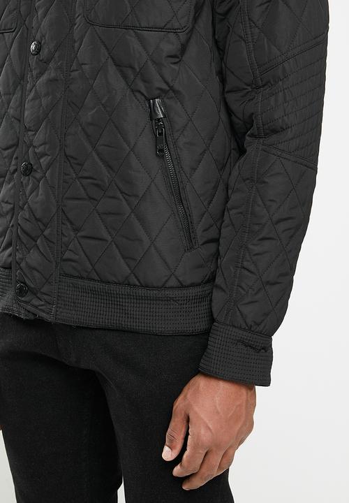 Jonathan D - Quilted zip through jacket heavy weight - black