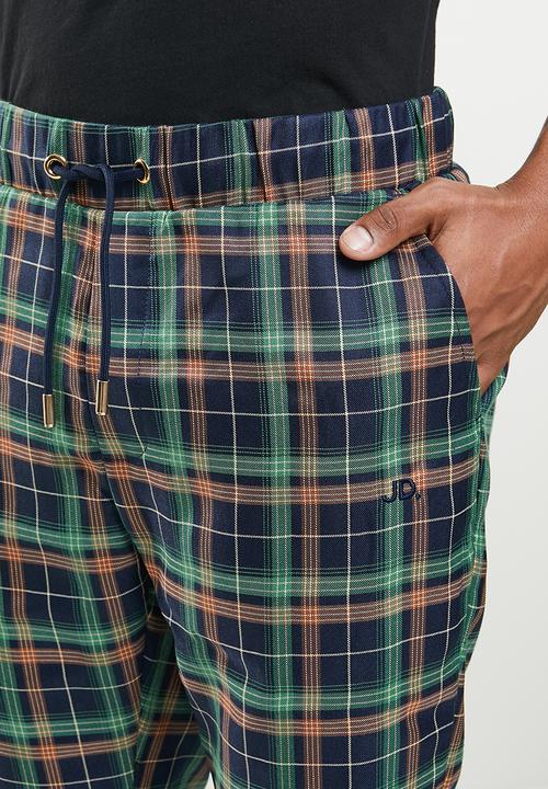 Jonathan D - Regular fit check trousers - navy & green 