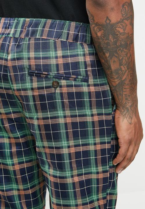 Jonathan D - Regular fit check trousers - navy & green 