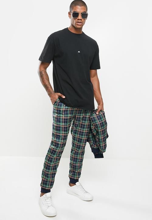 Jonathan D - Regular fit check trousers - navy & green 