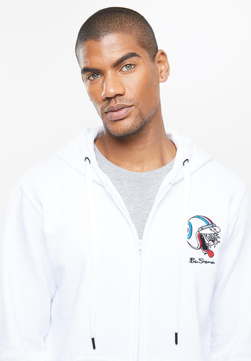 Ben Sherman - Cat zip sweat top - white