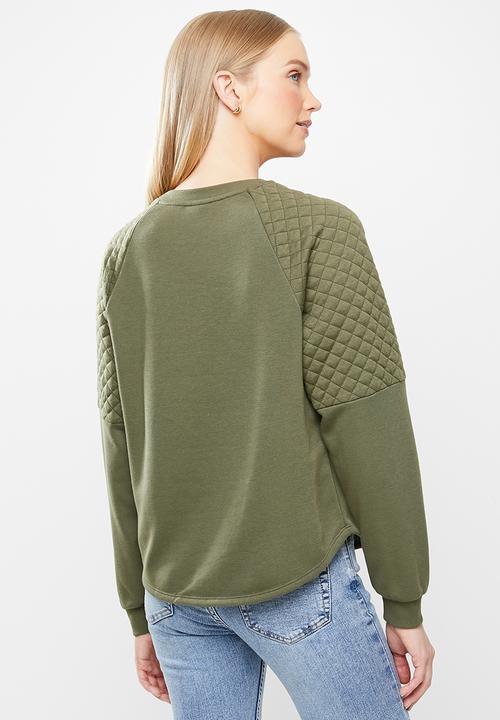 Jacqueline de Yong - Napa long sleeve  raglan sweat - green 
