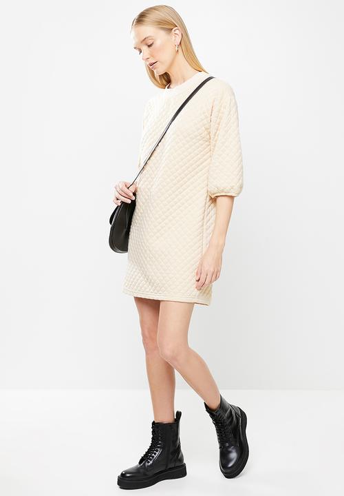 Jacqueline de Yong - Napa 3/4 quilted dress - beige 