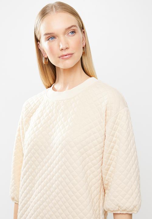 Jacqueline de Yong - Napa 3/4 quilted dress - beige 