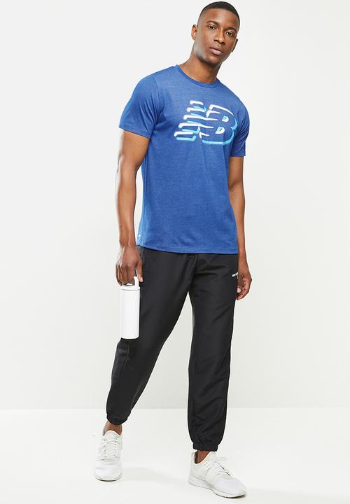 New Balance  - Tenacity heather tech short sleeve print - blue
