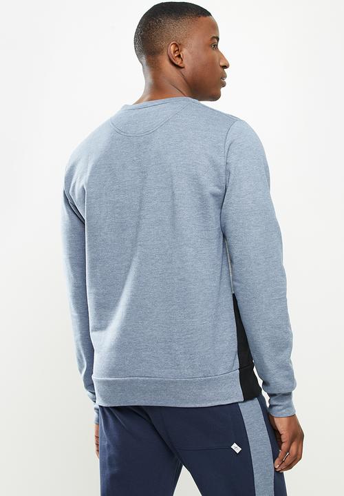 Original Penguin - Long sleeve colour block fleece crew - heather blue