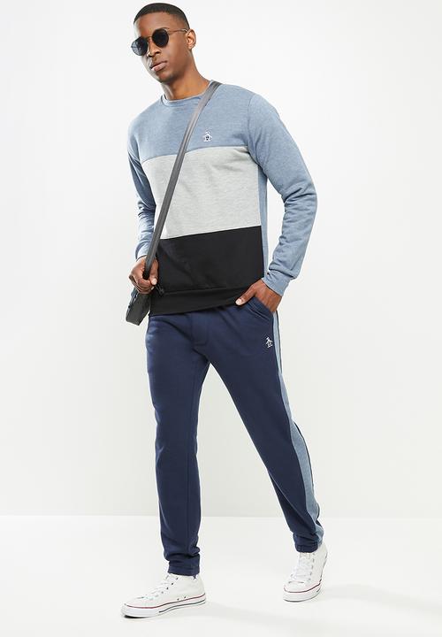 Original Penguin - Stripe fleece sweatpant - dark sapphire