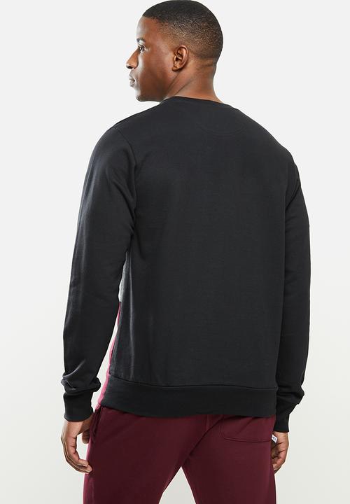 Original Penguin - Ls colour blocked fleece crew - true black