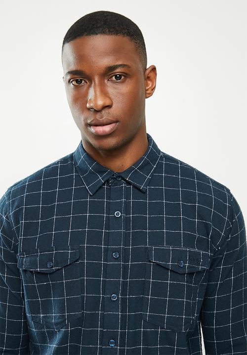 JEEP - Harlyn flannel long sleeve yd check shirt - navy