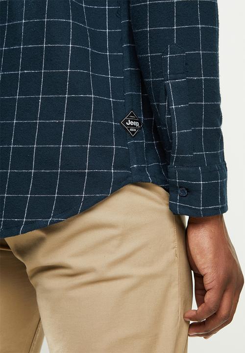 JEEP - Harlyn flannel long sleeve yd check shirt - navy