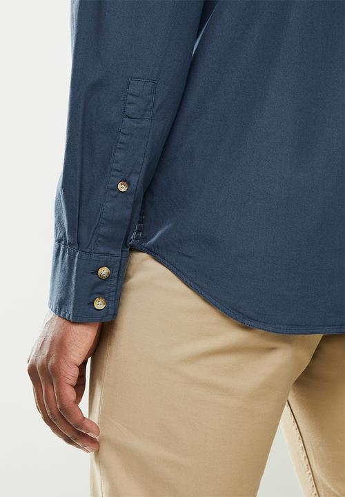 POLO - Jason plain long sleeve signature shirt - navy