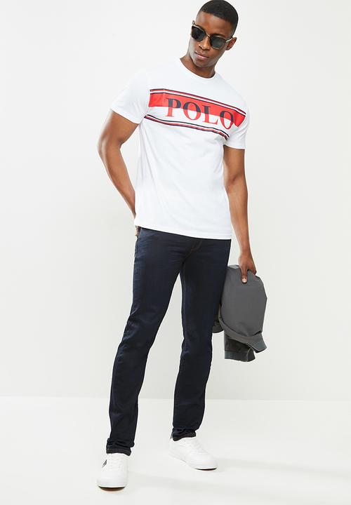 POLO - Peter crew neck logo short sleeve tee - white