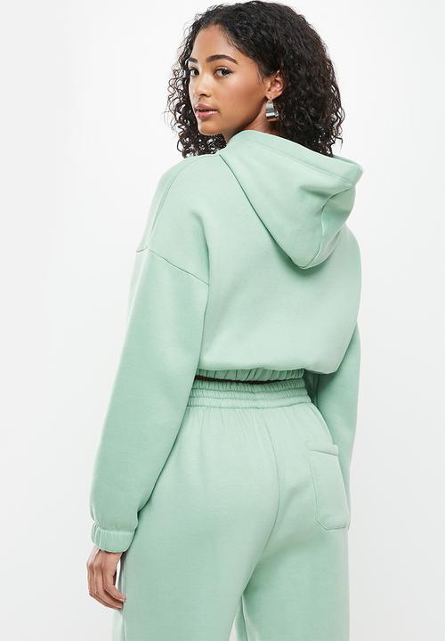 Blake - Cropped hoodie with elastic - sage