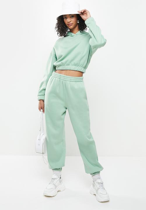 Blake - Cropped hoodie with elastic - sage