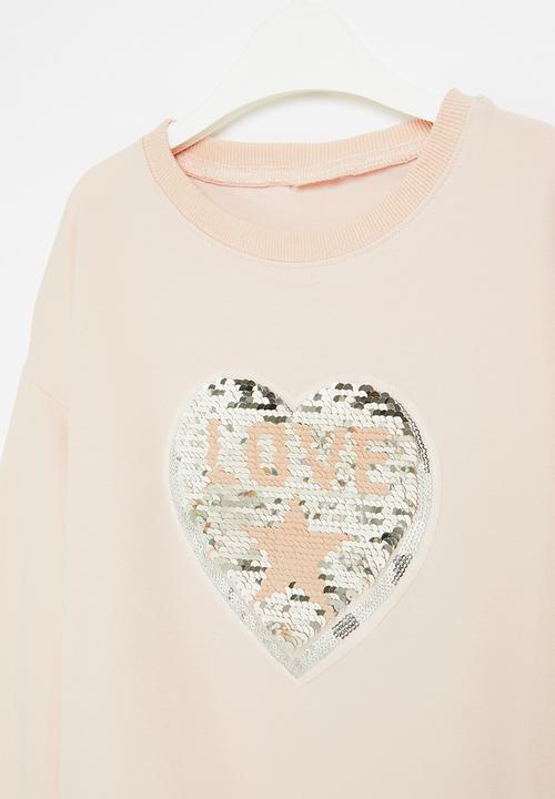 Pop Candy - Girls heart crewneck - light pink