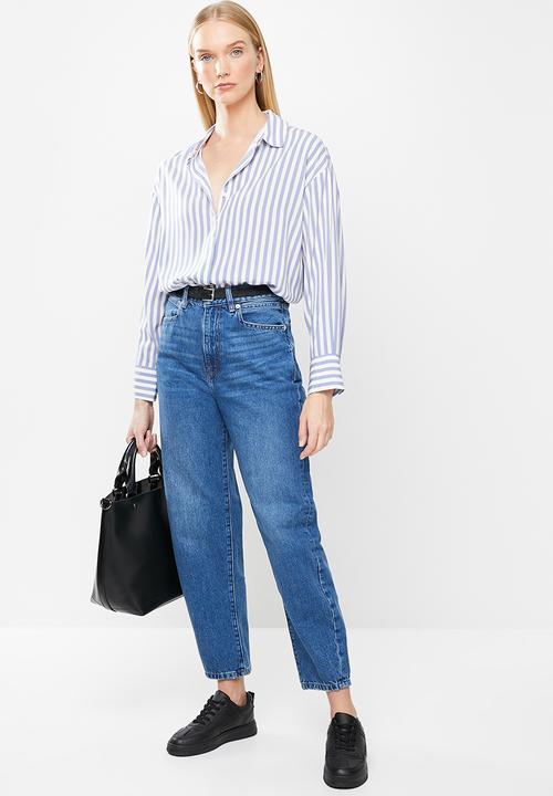 MANGO - Shirt new - blue & white 