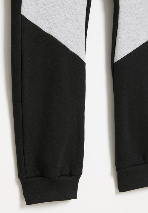 Pop Candy - Colour blocked  jogger - black