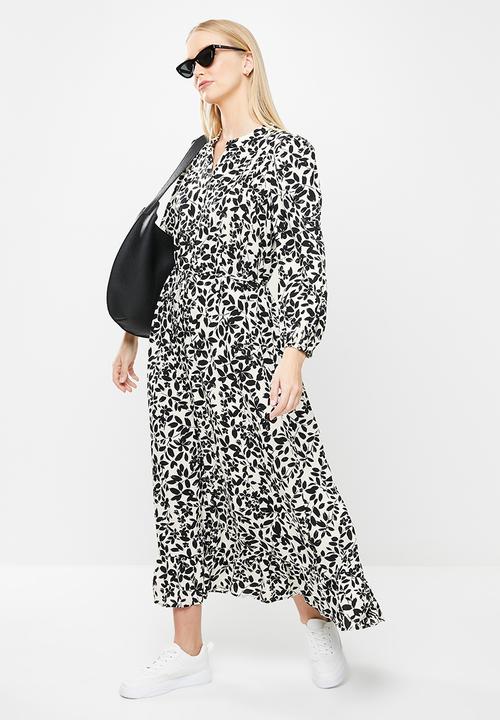 MANGO - Dress cherry - white & black