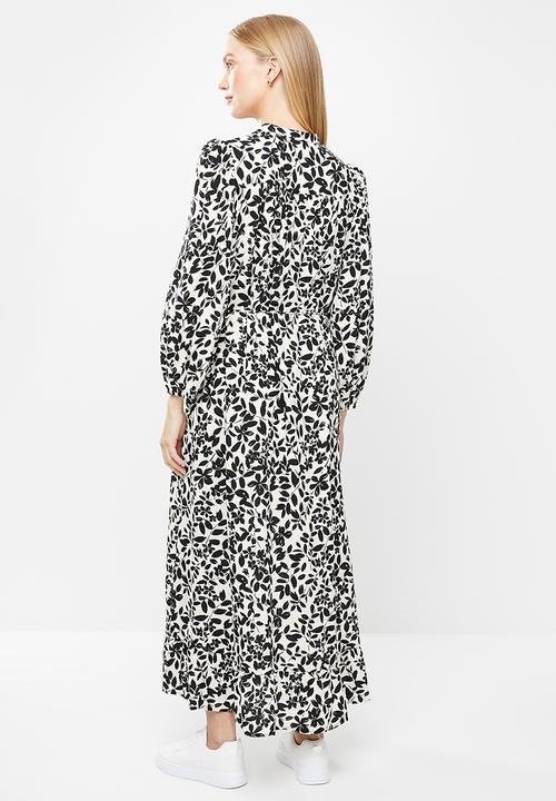 MANGO - Dress cherry - white & black