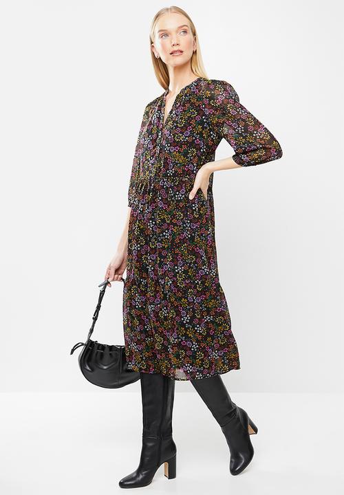 Vero Moda - Gaja 3/4 v-neck calf dress - multi