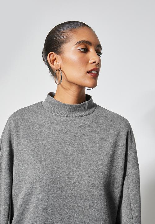 VELVET - Brushed fleece long line sweat shirt dress - grey