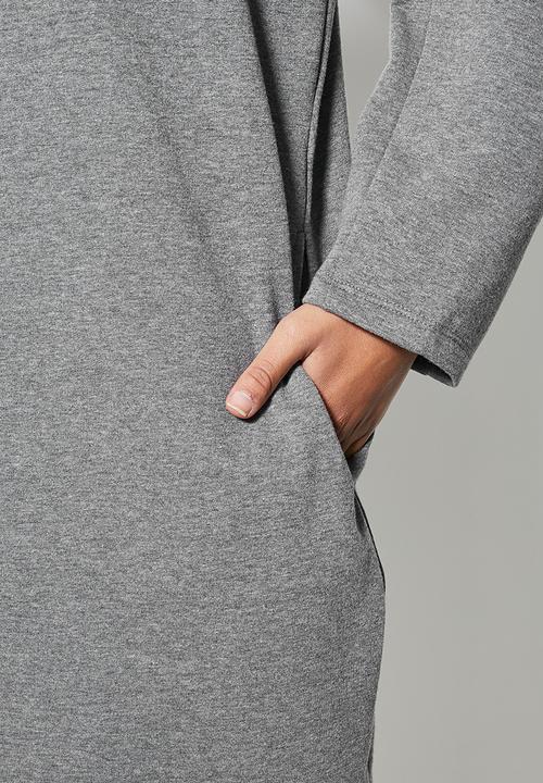 VELVET - Brushed fleece long line sweat shirt dress - grey