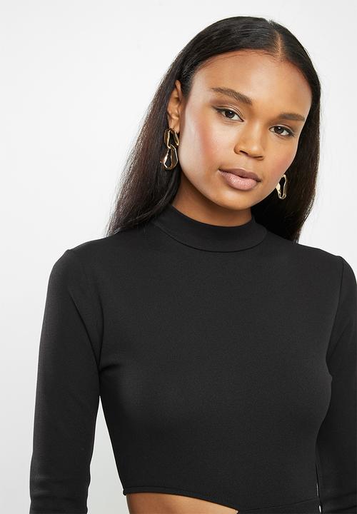 MILLA - Slim turtleneck maxi with cutout - black
