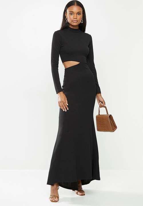 MILLA - Slim turtleneck maxi with cutout - black