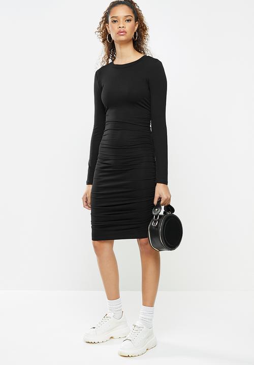 Blake - Ruched bodycon dress- black