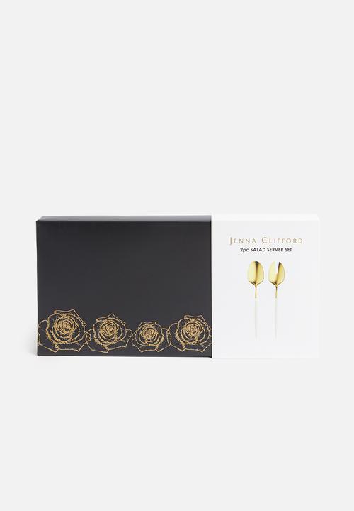 Jenna Clifford - Satin salad server set-Gold