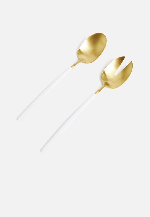 Jenna Clifford - Satin salad server set-Gold