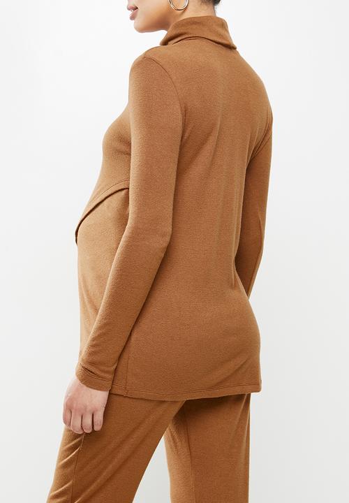Superbalist - Nursing roll neck top - tobacco