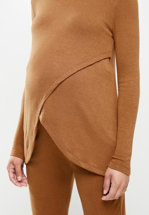 Superbalist - Nursing roll neck top - tobacco