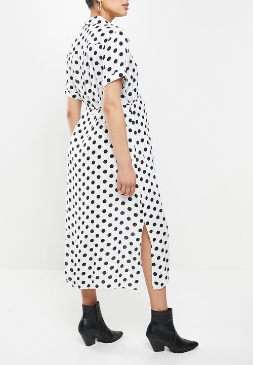 Glamorous - Maternity side split shirt dress - cream & black 