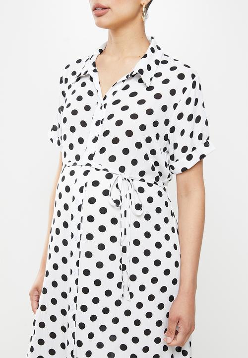 Glamorous - Maternity side split shirt dress - cream & black 