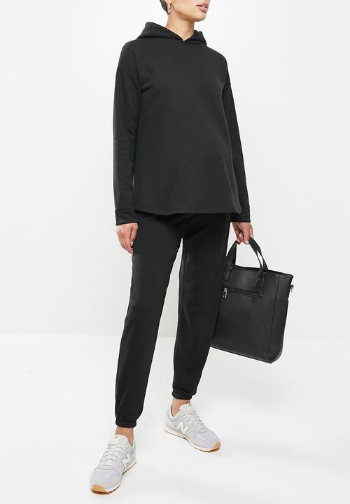 Superbalist - Maternity drop shoulder back wrap hoodie - black