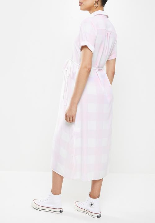 Glamorous - Maternity side split shirt dress - lilac & white 