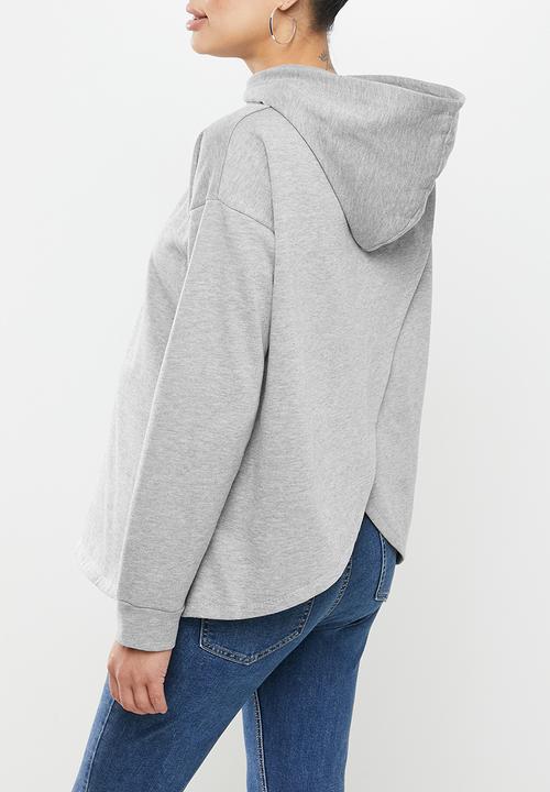 Superbalist - Maternity drop shoulder back wrap hoodie - grey melange