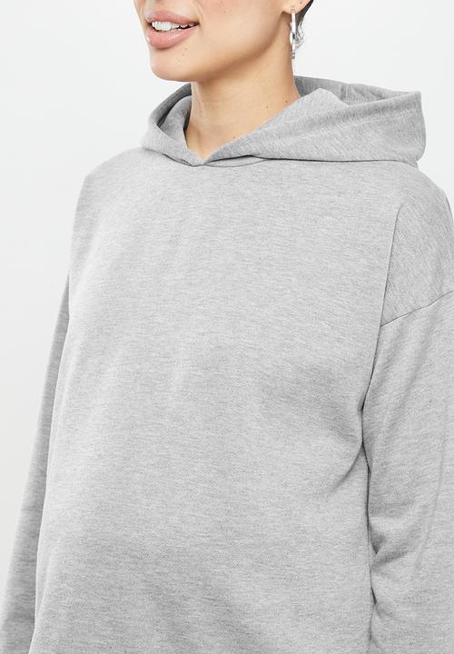 Superbalist - Maternity drop shoulder back wrap hoodie - grey melange