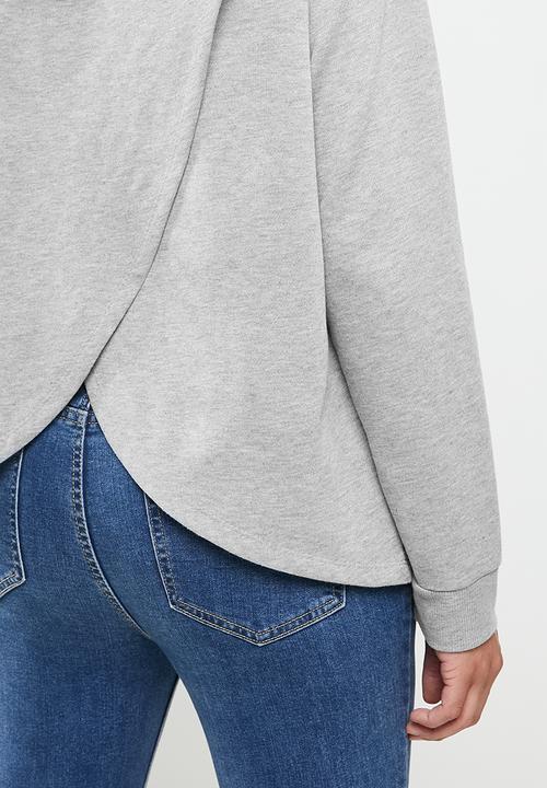 Superbalist - Maternity drop shoulder back wrap hoodie - grey melange