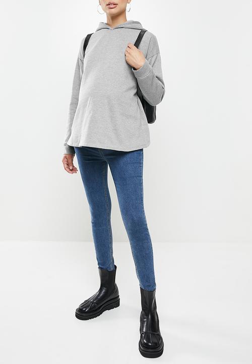 Superbalist - Maternity drop shoulder back wrap hoodie - grey melange
