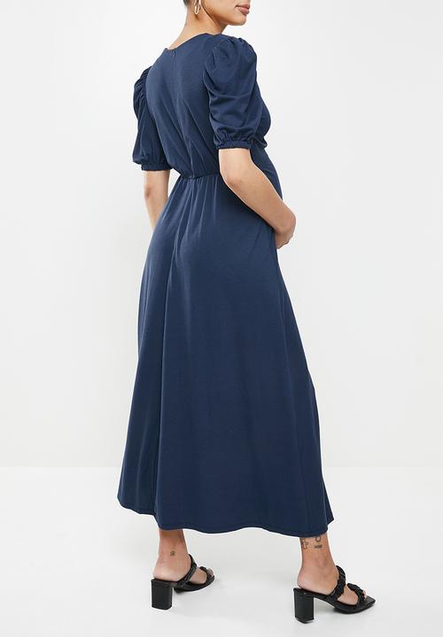 Glamorous - Maternity drape front dress - navy