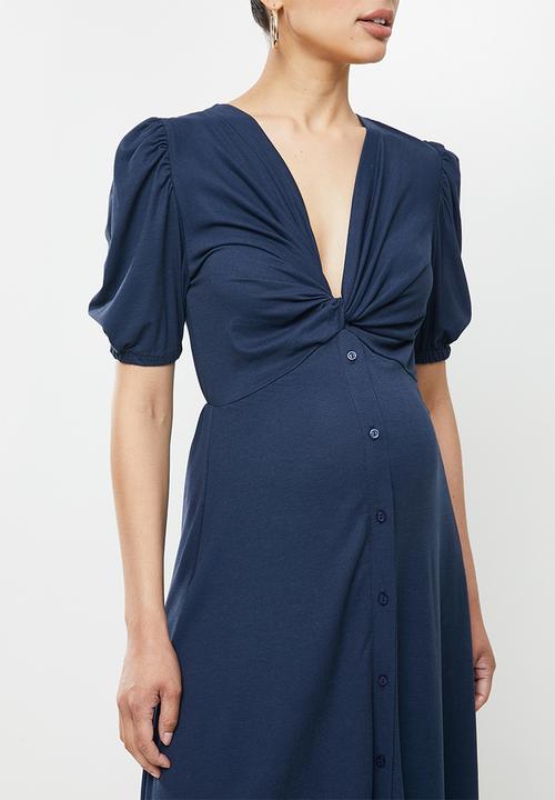 Glamorous - Maternity drape front dress - navy