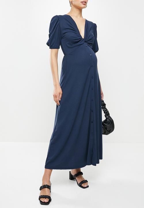 Glamorous - Maternity drape front dress - navy