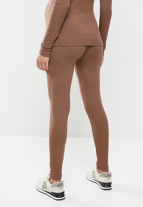 Superbalist - Rib tummyband legging - brown