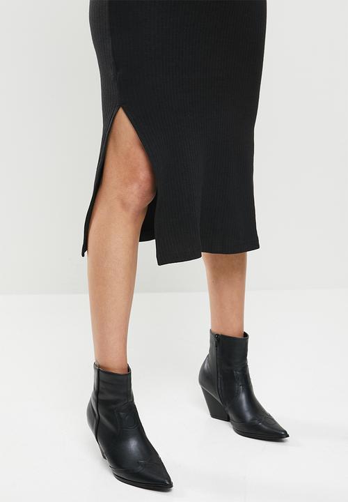 Missguided - Maternity split side belted midi dress - black