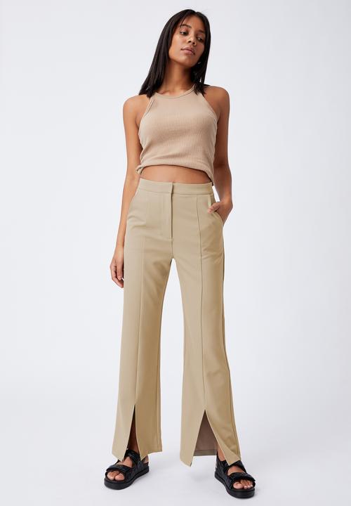 Cotton On - Roy split hem pant - washed taupe