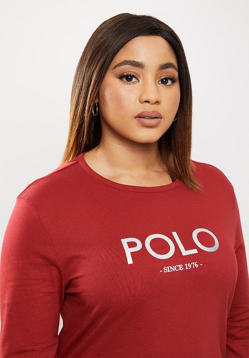 POLO - Plus relaxed long sleeve mirror tee - red