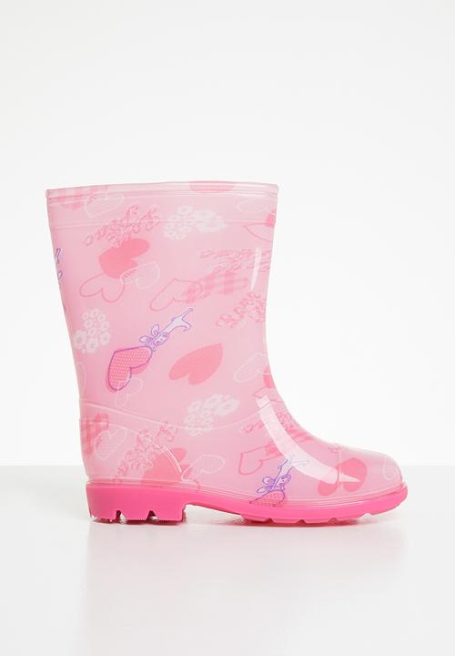 Pop Candy - Girls wellington heart boots - pink multi