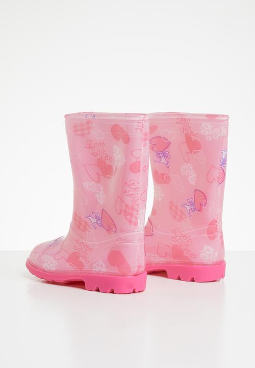 Pop Candy - Girls wellington heart boots - pink multi
